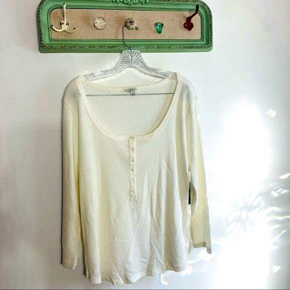 lucky brand White Long Sleeve relaxed XL Lounge pullover Top New with tags - Picture 1 of 6